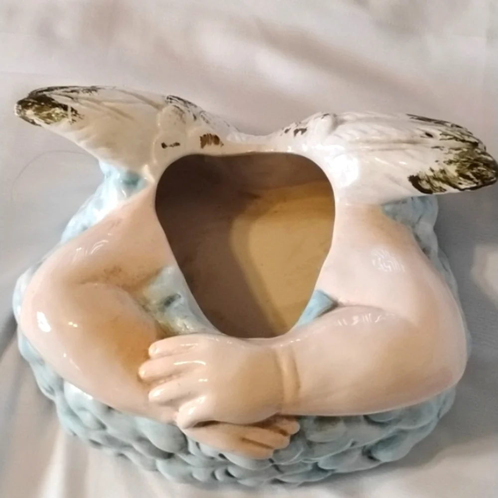 Gibson Beautiful Winged Ceramic Angel Cherub Child Cookie Jar
